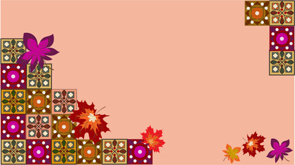 Geometric banner background, autumn colorful, geometric pattern, rose gradations. Geometric style, autumn background. Trendy design for wall decor, postcard, cover, packaging.
