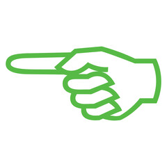 Green outline hand pointing right gesture vector icon for direction sign