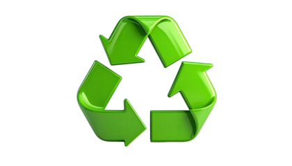 Bright green stylized symbol with three arrows in a triangle on a black background