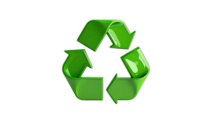 Glossy, green, triangular symbol with arrows indicating a circular process