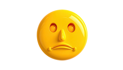 3D render of a yellow emoji, round shape, with an expression of sadness and worry