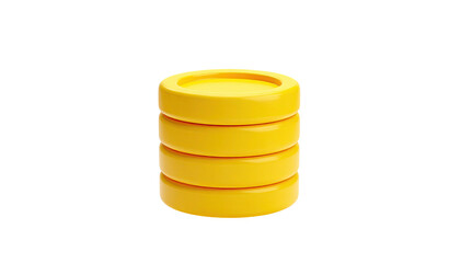 Stack of four yellow, circular objects; smooth, with light and shadow effects