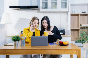 Diverse business team discussing on performance revenue in meeting. home office workplace lifestyle people.