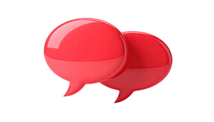 Two glossy, overlapping red speech bubbles against a black background