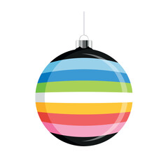 Queer Pride Flag Christmas ball icon vector isolated on a white background. LGBTQ+ decorative Christmas tree ornament. Christmas hanging bauble with a Queer pride flag symbol. LGBTQ holiday season