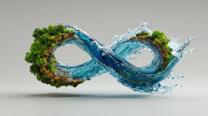 Nature and Water Infinite Symbol with Greenery