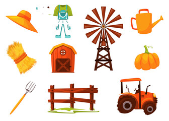 Farm and Agriculture Tools Vector Icon Set