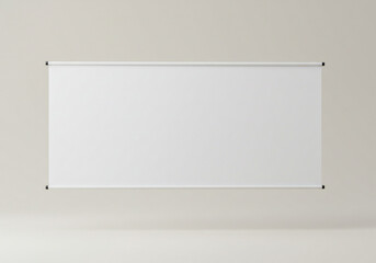 Obraz premium Clean white projection screen for presentations, meetings, or displays in a modern, minimalist studio space, ready for your content.