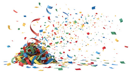 Obraz premium Whirlwind of confetti colors in the air cut out on PNG. AI GENERATED.