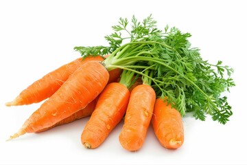 Fresh Organic Carrots Heap with Green Tops Isolated on White Healthy on transparent background