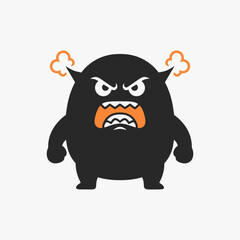 The expression of anger in the flat design concept of a cartoon character.