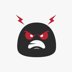 The expression of anger in the flat design concept of a cartoon character.