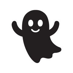 Floating Ghost Silhouette Icon Vector on White Background