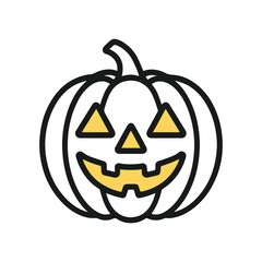 Jack-o'-lantern Outline Icon Vector with Color on White Background