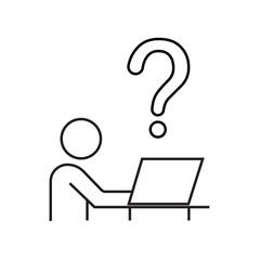 question. to ask questions. icons. look for answers to questions. frequently asked questions. icon with questions. banner. advertisement. black lines.