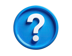 Blue circular button with a white question mark