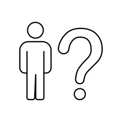 question. to ask questions. icons. look for answers to questions. frequently asked questions. icon with questions. banner. advertisement. black lines.