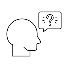 question. to ask questions. icons. look for answers to questions. frequently asked questions. icon with questions. banner. advertisement. black lines.