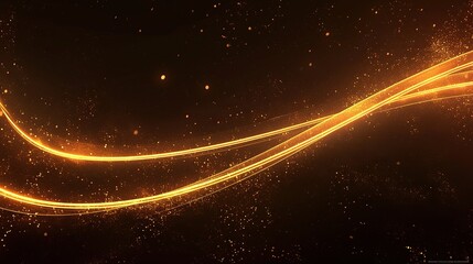 Long and thin orange light trails are displayed on a black background, suitable for dynamic light effects in graphic design or digital art, symbolizing energy, movement, and vitality.