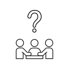question. to ask questions. icons. look for answers to questions. frequently asked questions. icon with questions. banner. advertisement. black lines.