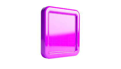 Glossy, pink, rectangular 3D shape, rounded corners, set against black background