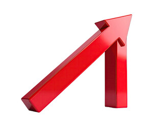 Red arrow graphic, upward and angled