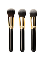 Black Makeup Brushes with Gold Accents on a transparent background