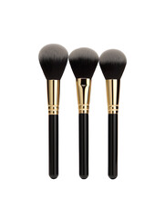 Black Makeup Brushes with Gold Accents on a transparent background