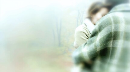 Soft Embrace in a Misty Landscape