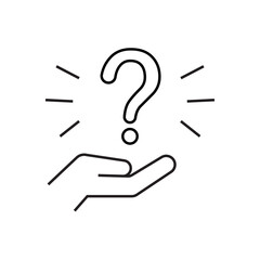 question. to ask questions. icons. look for answers to questions. frequently asked questions. icon with questions. banner. advertisement. black lines.