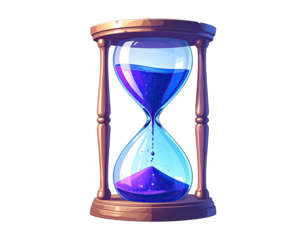 Vintage hourglass with vibrant purple/blue sand