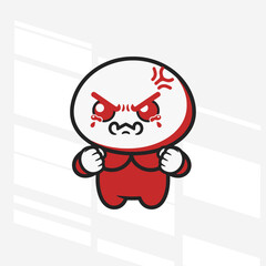 The expression of anger in the flat design concept of a cartoon character.