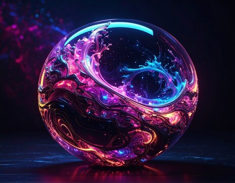 Abstract sphere of liquid - Powered by Adobe