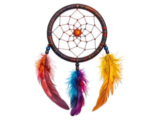 Dreamcatcher with colorful feathers