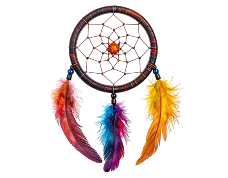 Dreamcatcher with colorful feathers