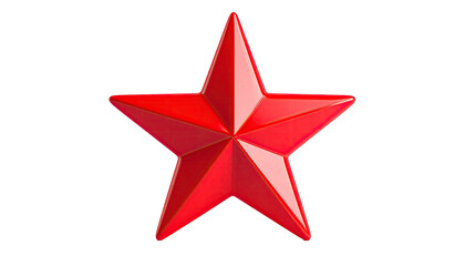 Glossy, five-pointed red star with subtle lighting and shadow, floating on black