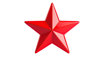 Glossy, five-pointed red star with subtle lighting and shadow, floating on black