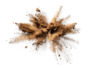 Exploding earth particles in a radial burst