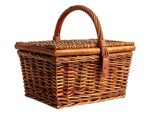 Wicker picnic basket with handle