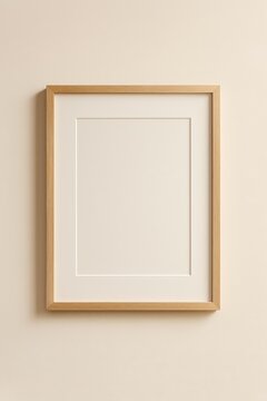 Wooden Frame Mockup on Beige Wall