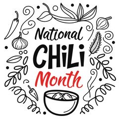 NATIONAL CHILI MONTH vector illustration