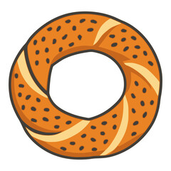 Simit Kosovo bagel pretzel flat color vector illustration template design