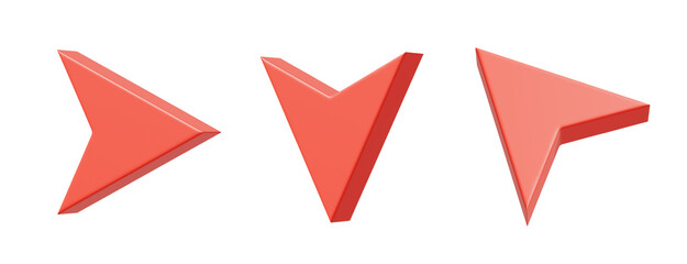 様々な角度のカーソル矢印の3DCGイラスト