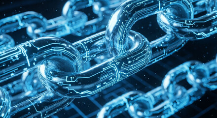Blockchain technology digital chain concept background for cryptocurrency and network security data