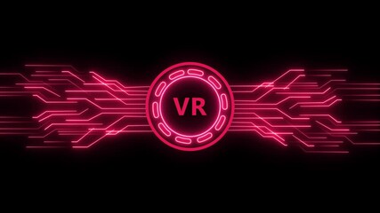 Abstract glowing neon red circle with circuit board pattern on black background, futuristic technology concept with vibrant light trails and digital design elements - Powered by Adobe