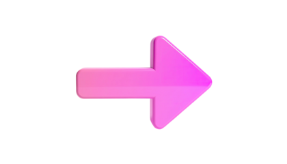 A vibrant, glossy pink arrow pointing right, against a stark black background