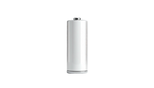 Isolated, bright white cylindrical object with metallic ends against a black background