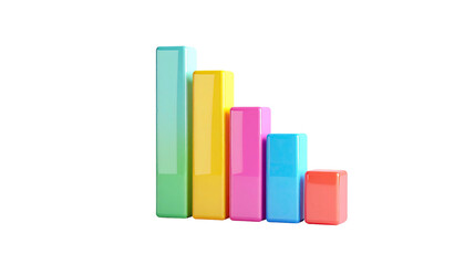 Glossy, colorful bar graph illustrating declining data values on a black background