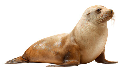 High-quality cutout of a sea lion isolated on white background. Perfect for wildlife design, educational materials, marine life projects, and commercial use.