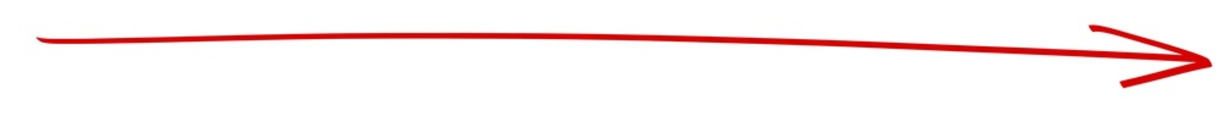 Fototapeta premium 赤色の右に直進する手書きの長い矢印の線